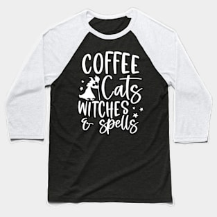 Coffee Cats Witches & Spells Baseball T-Shirt